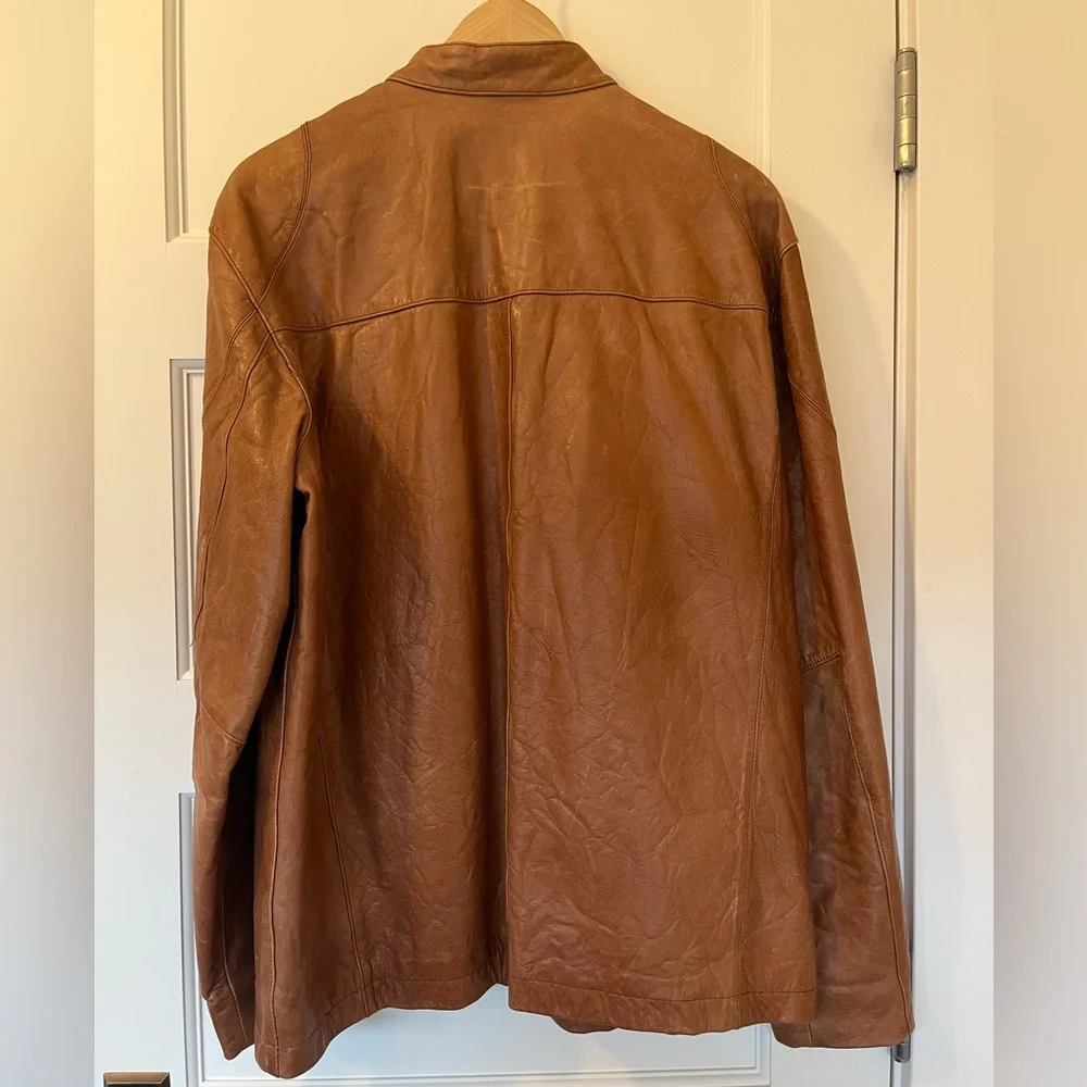 Emanuel Ungaro Men's Tan Leather Moto Jacket | Size: Large - Picture 2 of 8